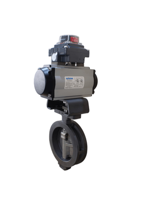 PFA และ PTFE กล่องบัตเทอร์ลี่แวลล์ BFV Flanged ประเภท Wafer กล่องบัตเทอร์ลี่ Pneumatic On Off