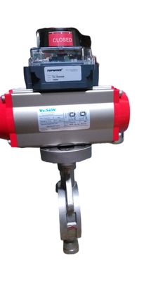 วาล์วผีเสื้อนิวเมติกแรงดันสูง 8 นิ้ว ซีลโลหะ