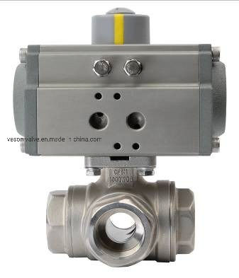 3-WAY Pneumatic Actuated Ball Valve with Pn40 Pressure Rating and 1000WOG for Industrial Applications