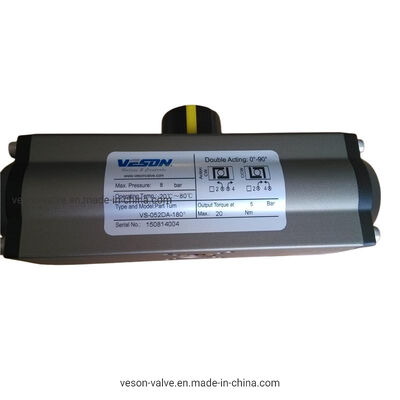 ISO5211/DIN3337 ตรงกับ VDI/VDE3845 ตรงกับ Hard Anodized Rack Pinion Pneumatic Actuator กับการทํางานสองครั้ง